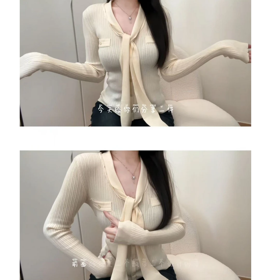 冬季轻熟风短款秋季毛针织衫显瘦早秋针织衫v领气质长袖百搭