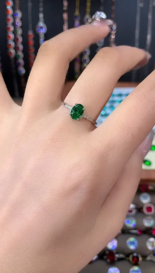 银S925镶嵌戒指碧玺57银色