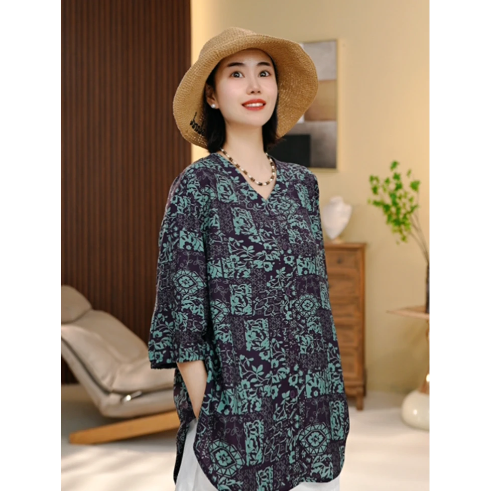 BEIJU 2025新款时尚气质百搭显瘦轻奢洋气设计感印花衬衫女5208