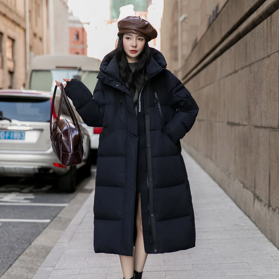 极简羽绒服女长款2025冬季新款连帽大牌加厚保暖外套25891