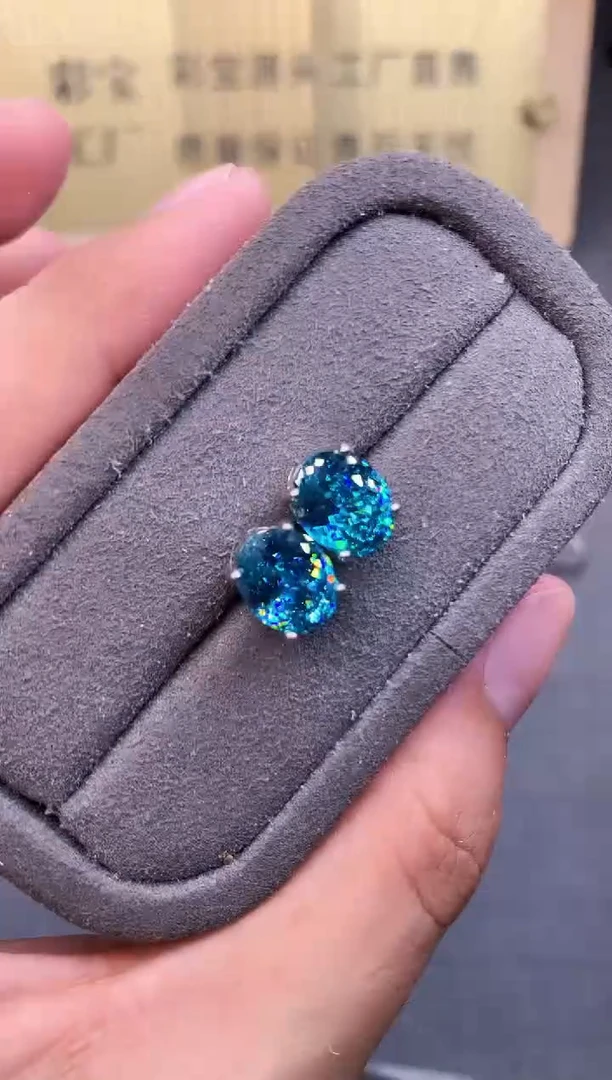 银S925镶嵌耳饰碧玺2222