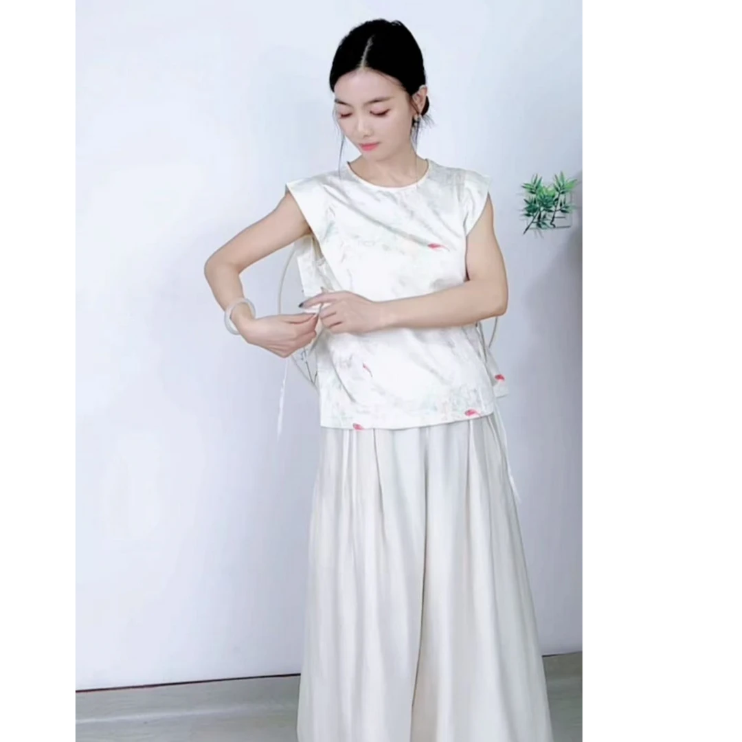 新中式小红鱼莲花腰带马甲