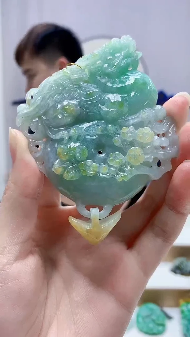 未镶嵌定制翡翠4868zm-毛货挂件环环相扣101