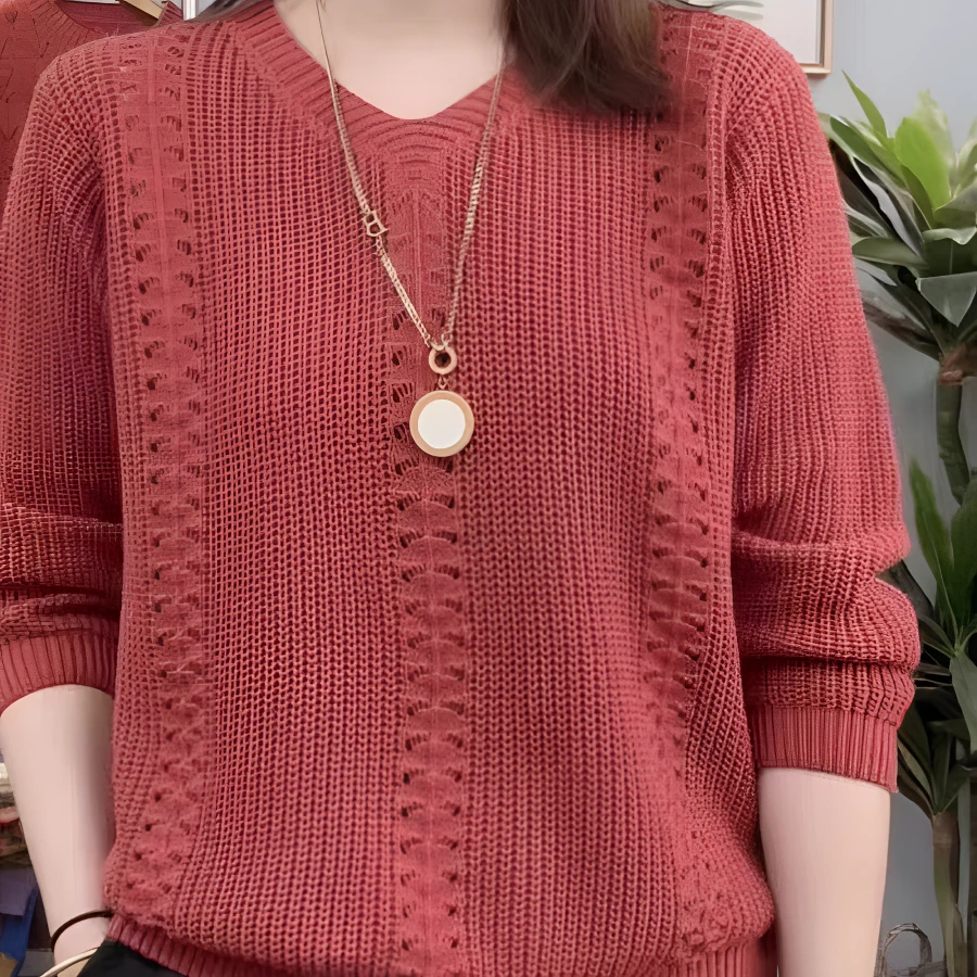 【衣雅严选】8110-1498#早春新款百搭减龄长袖针织毛衣