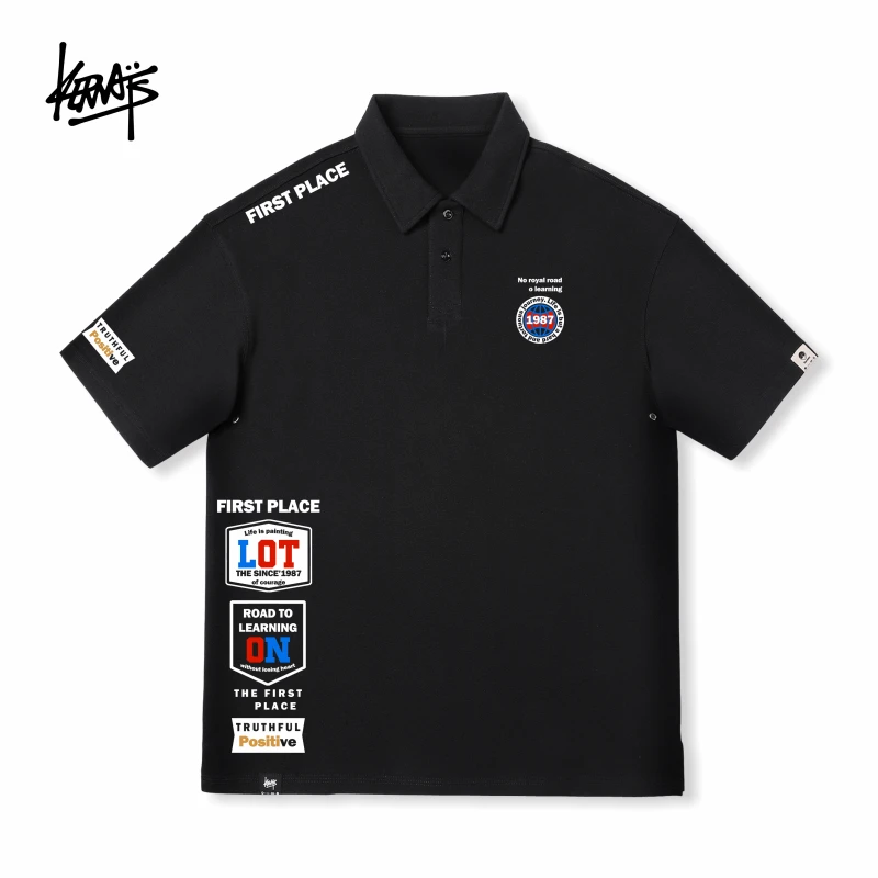 【KERWATS/可维斯品牌】夏季休闲机车风多印花POLO衫男女款宽松半袖