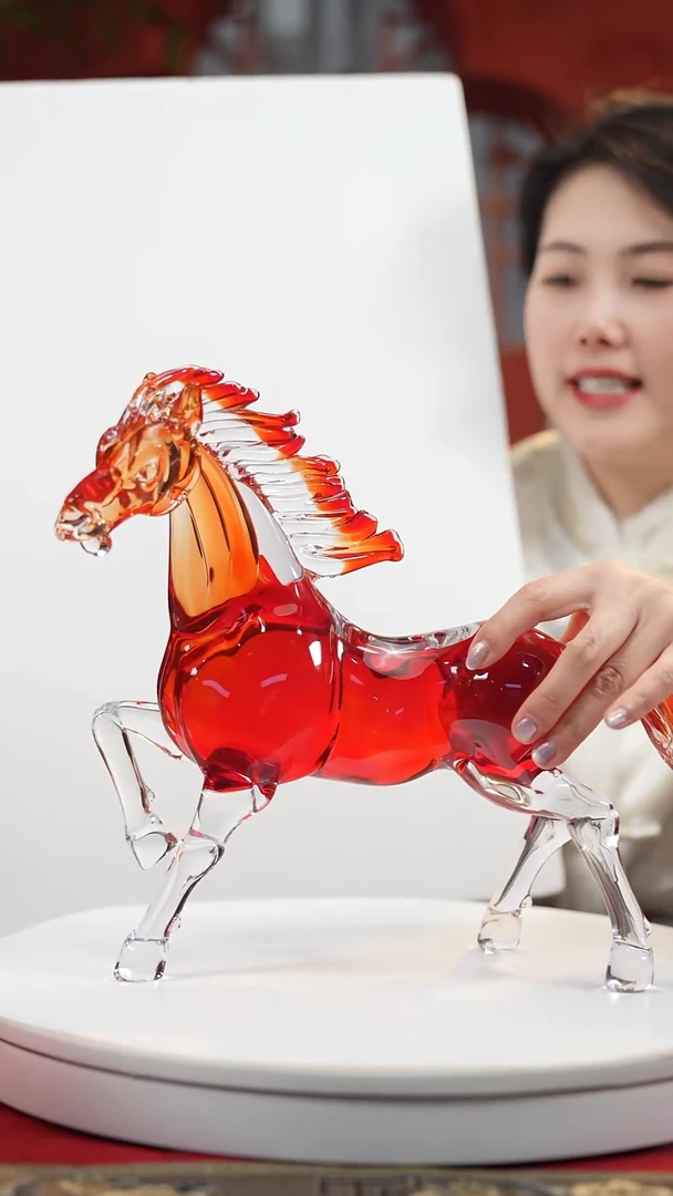 【闪购商品】琉璃手工艺品红色奔马