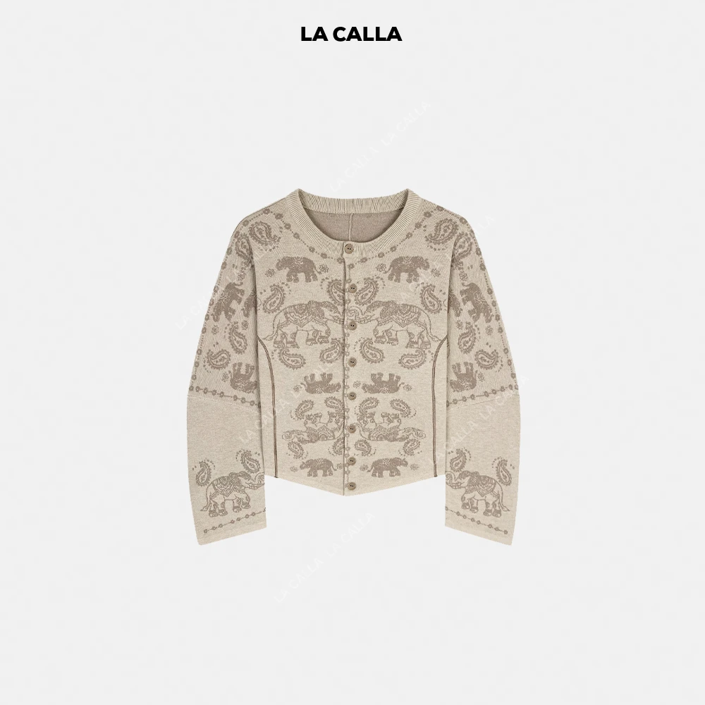 LA CALLA羊腿袖大象针织外套L52-1761