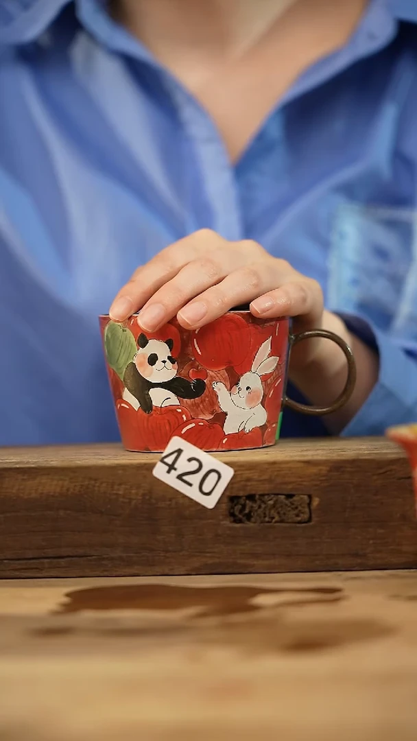 瓷片新品！设计师手工手绘柴窑/咖啡杯  紫霞