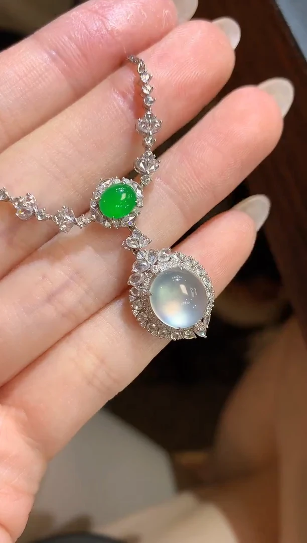 颈饰18K金镶嵌翡翠71-套链