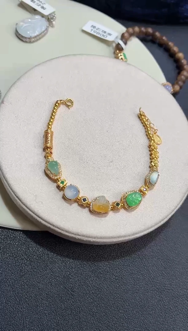 吊坠(不含链)银S925镶嵌翡翠手链