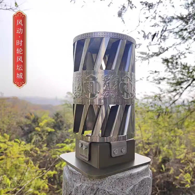 室外不锈钢风动转轮 微风转动转筒 风力装饰摆件