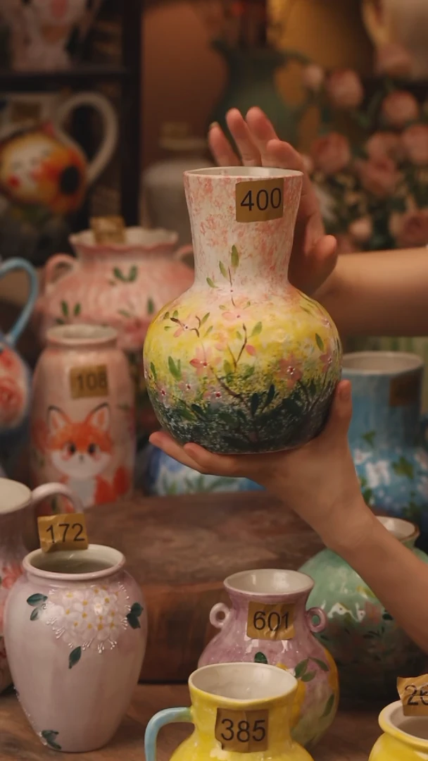 陶瓷400景德镇设计师手作花器摆件侘寂风