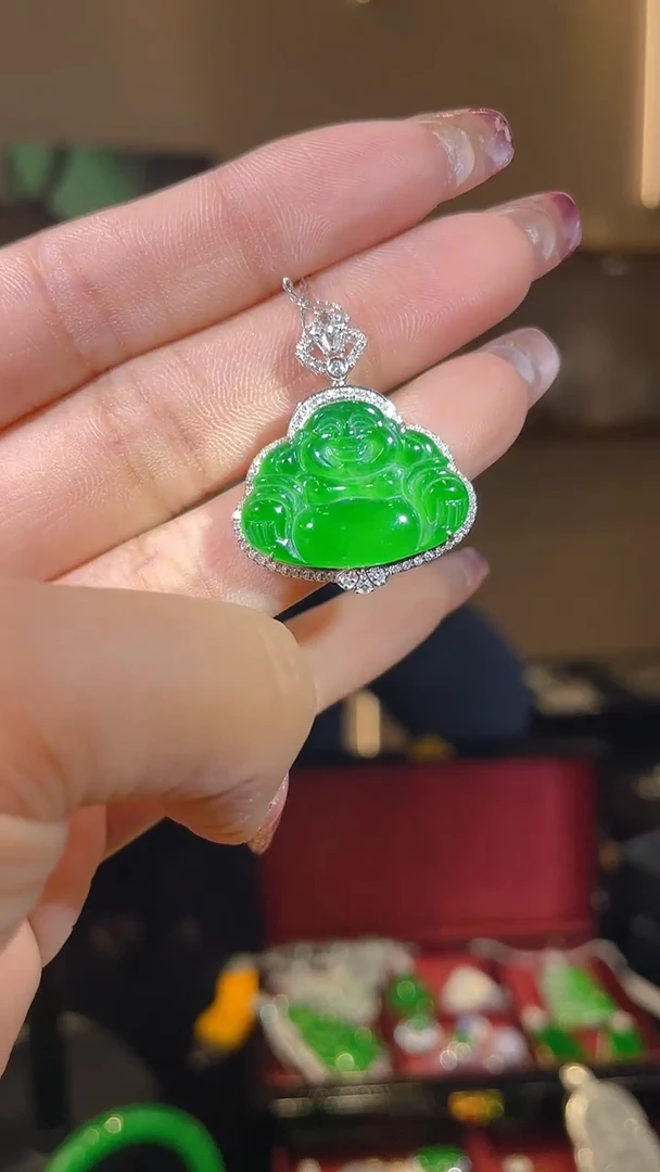 【闪购商品】翡翠吊坠(不含链)18K金镶嵌天然翡翠A货