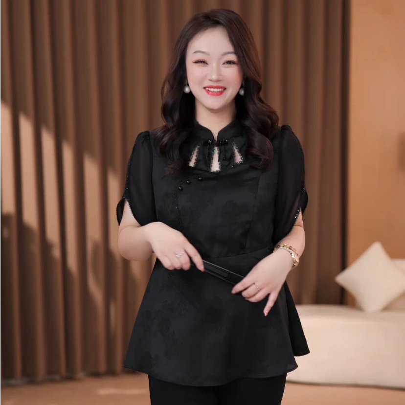 苏迷大码女装2025新款旗袍国风优雅时尚显瘦中国风上衣女ZB7288