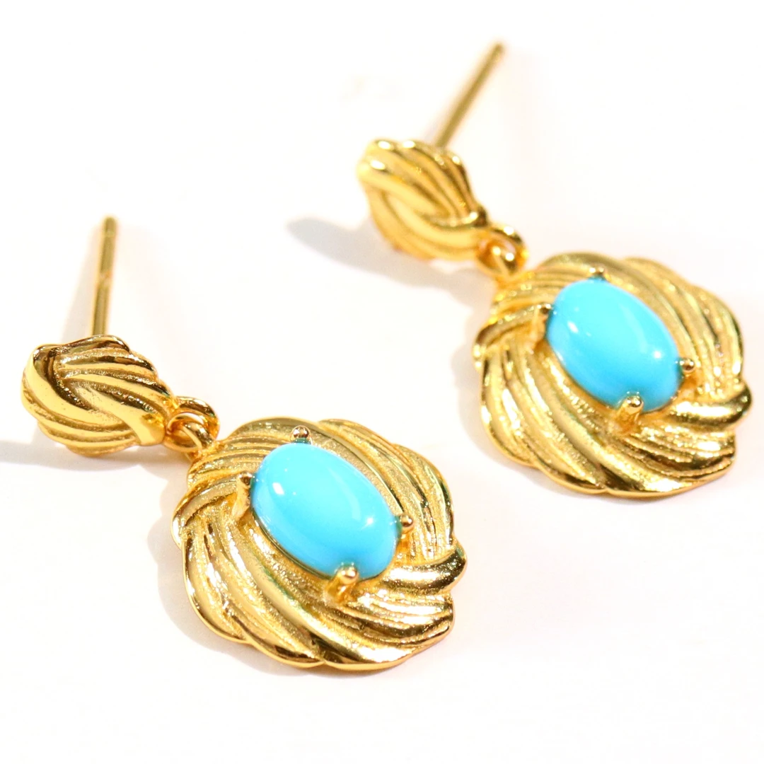 S925银绿松石耳钉GB020288