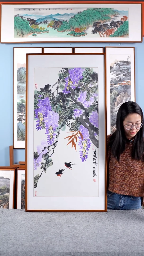 【闪购商品】国画汪琼《惠风和畅》手绘带框122*62
