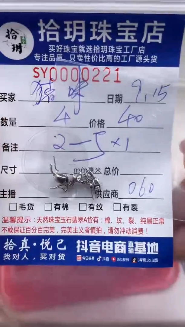 颈饰银S925镶嵌翡翠猪*S925银扣头221
