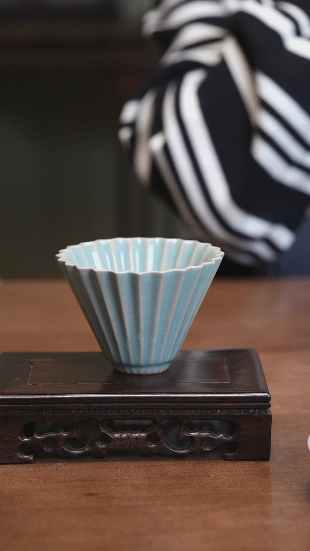 【闪购商品】Y宝丰宋官窑原产地汝瓷斗笠杯（微瑕）
