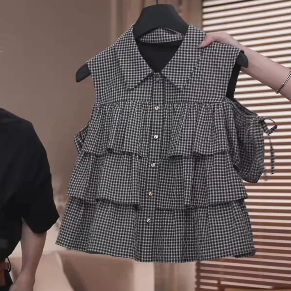 【青春记事】夏季新款娃娃领高级百搭时尚衬衫上衣C5497