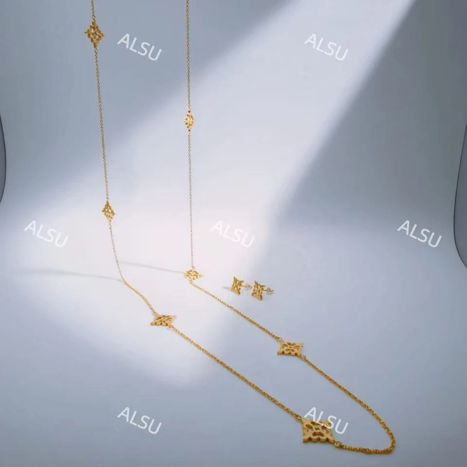 合金项链 ALSU原创2025新款民族风经典长款多元素项链耳钉个性