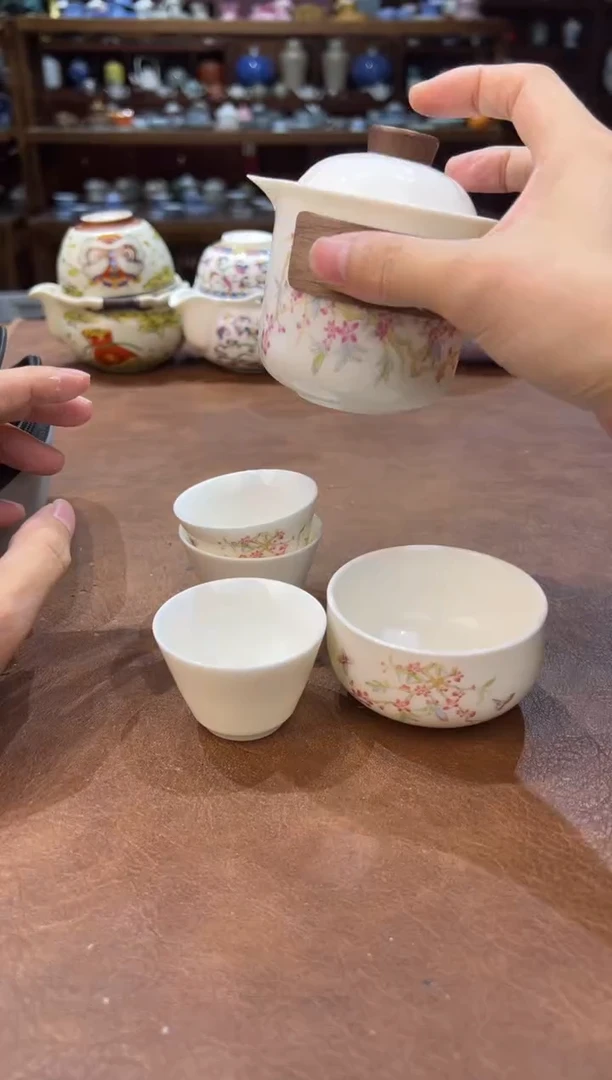 真的很便宜超好看会开片的旅行茶具