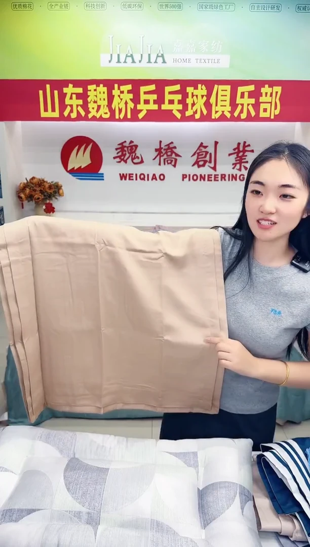 嘉嘉家纺外贸枕套卡其色花框边天丝
