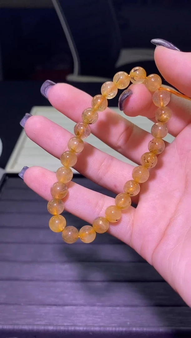 【闪购商品】发晶Q051金发晶单圈7mm未镶嵌多样性发其一
