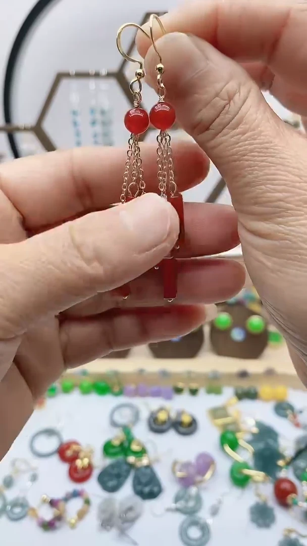 未镶嵌南红玛瑙耳饰4444