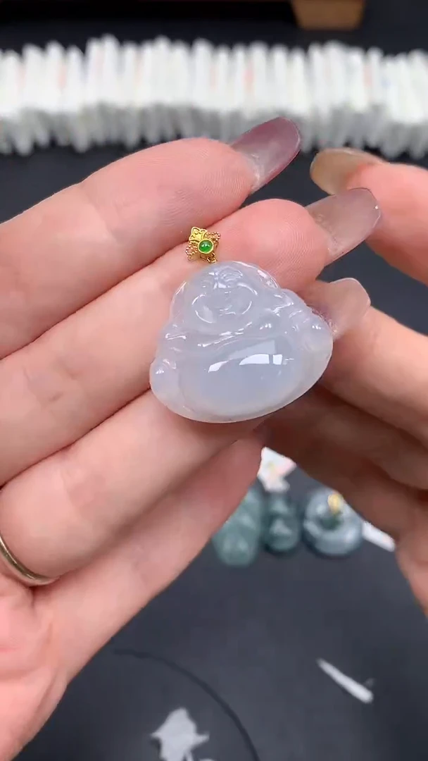 翡翠18K金镶嵌吊坠(不含链)MS190410
