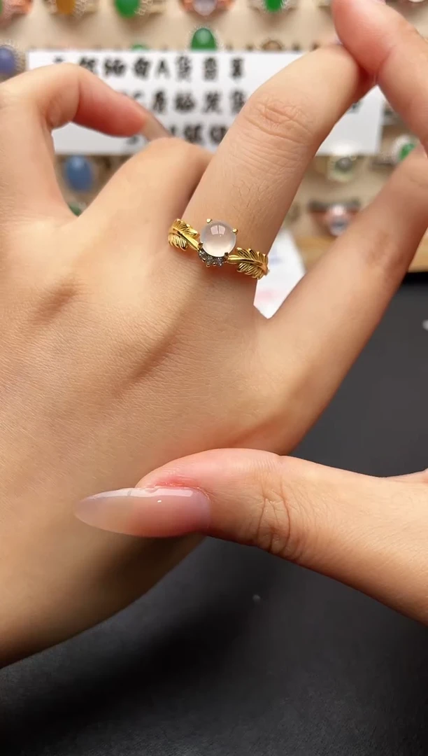 银S925镶嵌戒指翡翠一物一证一礼盒