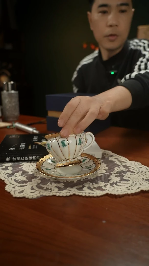 高端礼品（MM家）蓝花系列小号绿色单杯碟-TY