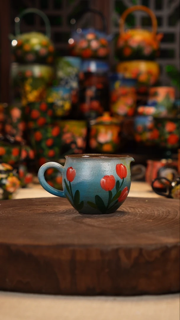 紫砂油画釉下彩手绘