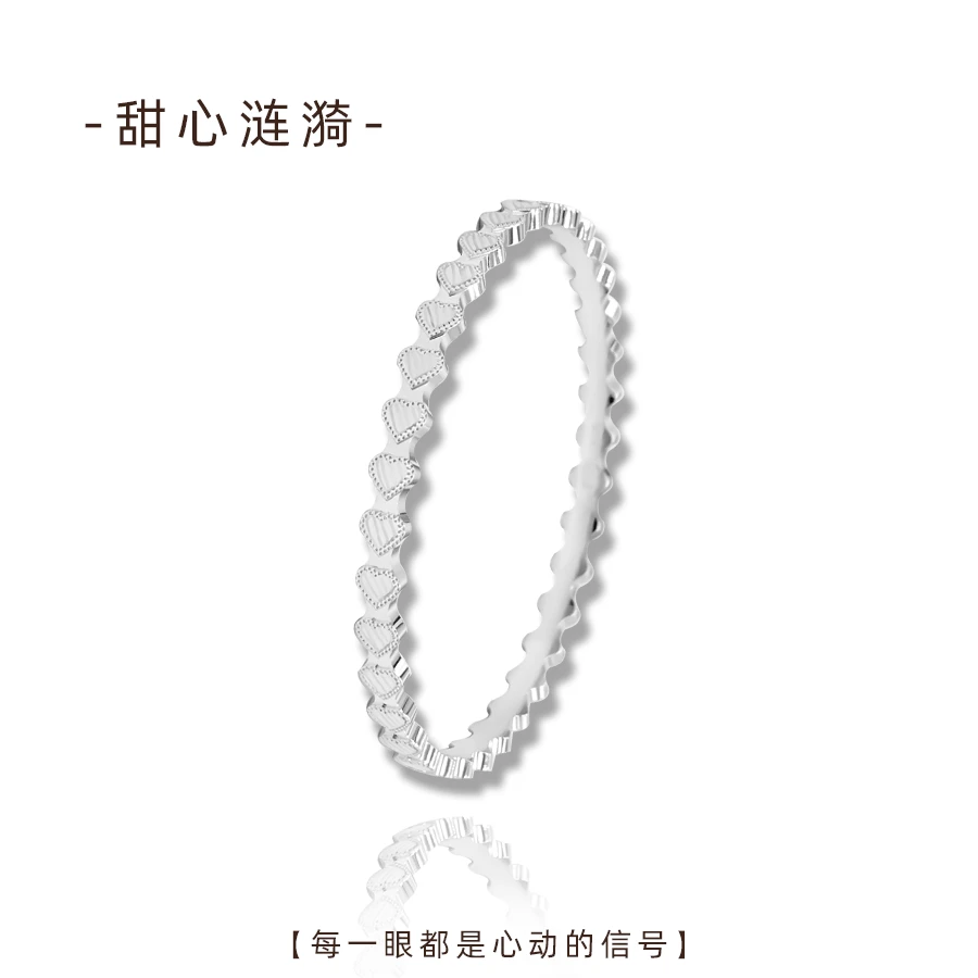 足银手镯 甜心涟漪 气质轻奢时尚甜美日常百搭ins个性银饰999手镯