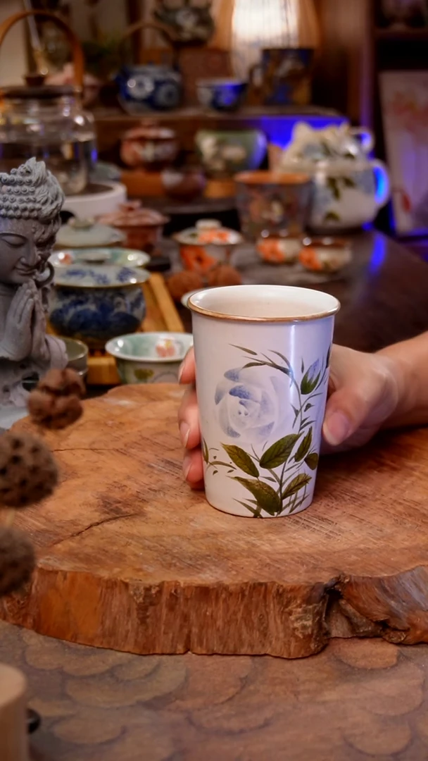 杯蓝莓景德镇手工彩绘