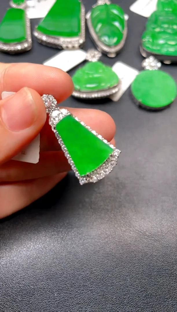 吊坠(不含链)银S925镶嵌翡翠dz1