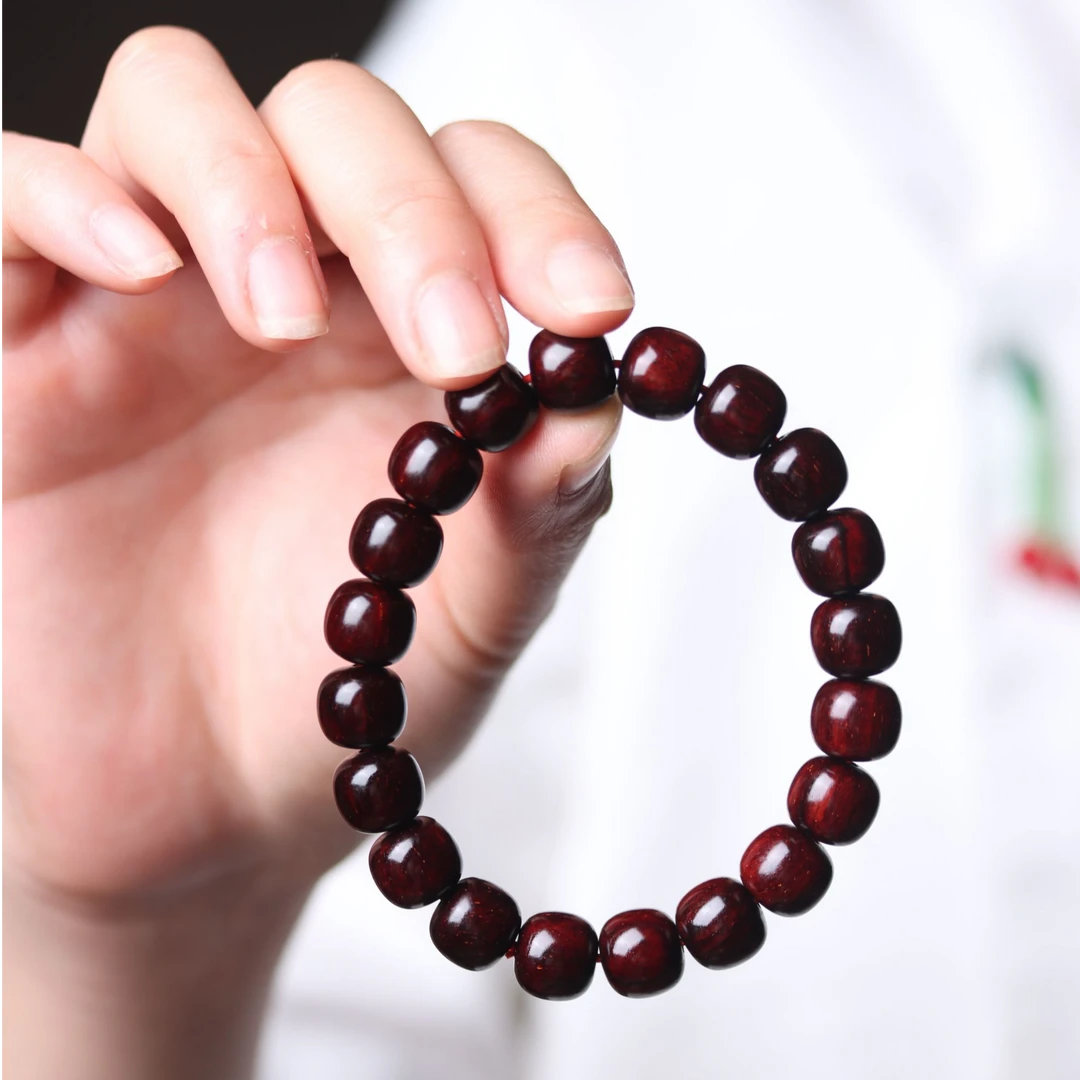 正宗印度小叶紫檀手串老型直切老料珠串金星檀香紫檀木佛珠手串