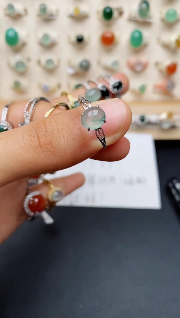 【闪购商品】翡翠戒指银S925镶嵌缅甸翡翠