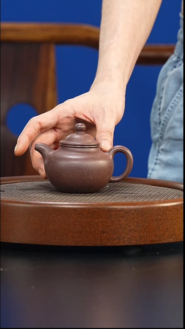 茶壶紫砂全手工千玺紫泥-掇球