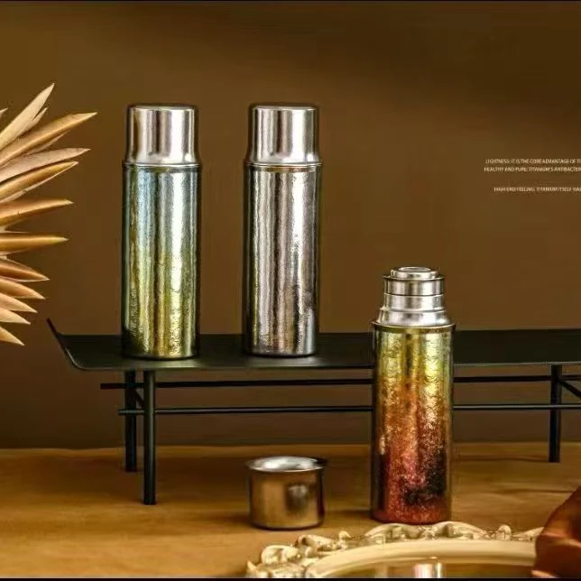 【锁温保鲜】步步高升  内外纯钛高颜值钛杯  竹节杯