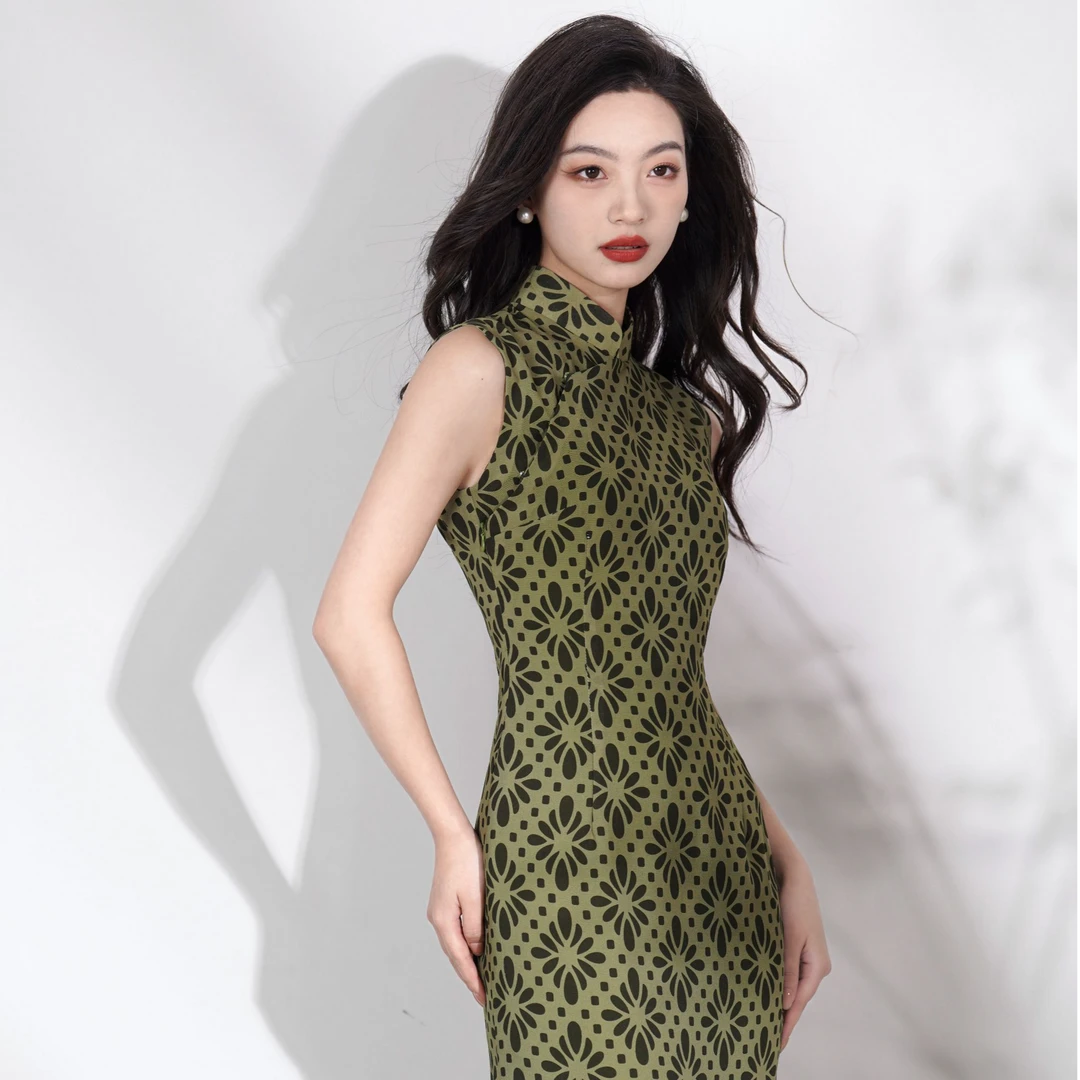 【风清余】2025春款新出炉双层双皱高端日常修身气质时尚国风旗袍