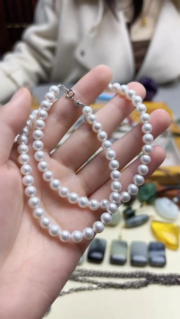 颈饰银S925镶嵌淡水珍珠s925银珍珠项链5mm+ZD