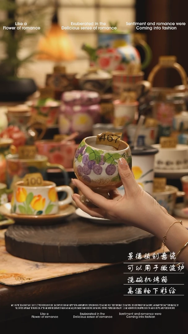 陶瓷景德镇高温釉下彩绘设计师款式