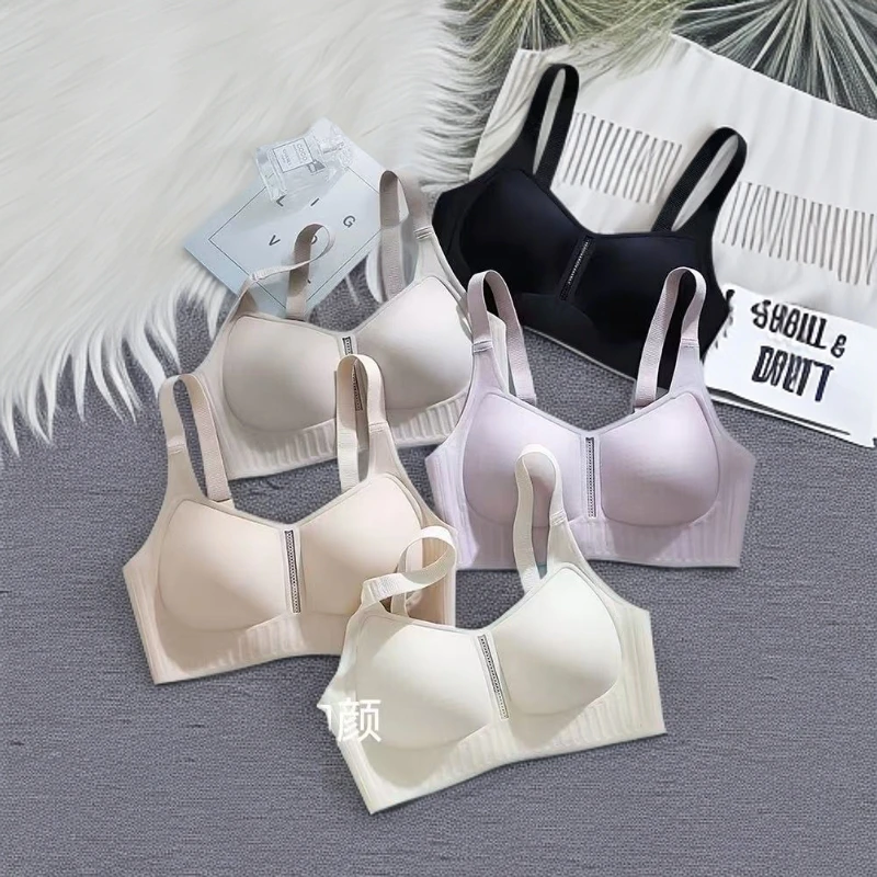 su【婷家奶嘴胶星空杯】大胸显小收副乳聚拢透气无痕女士内衣文胸