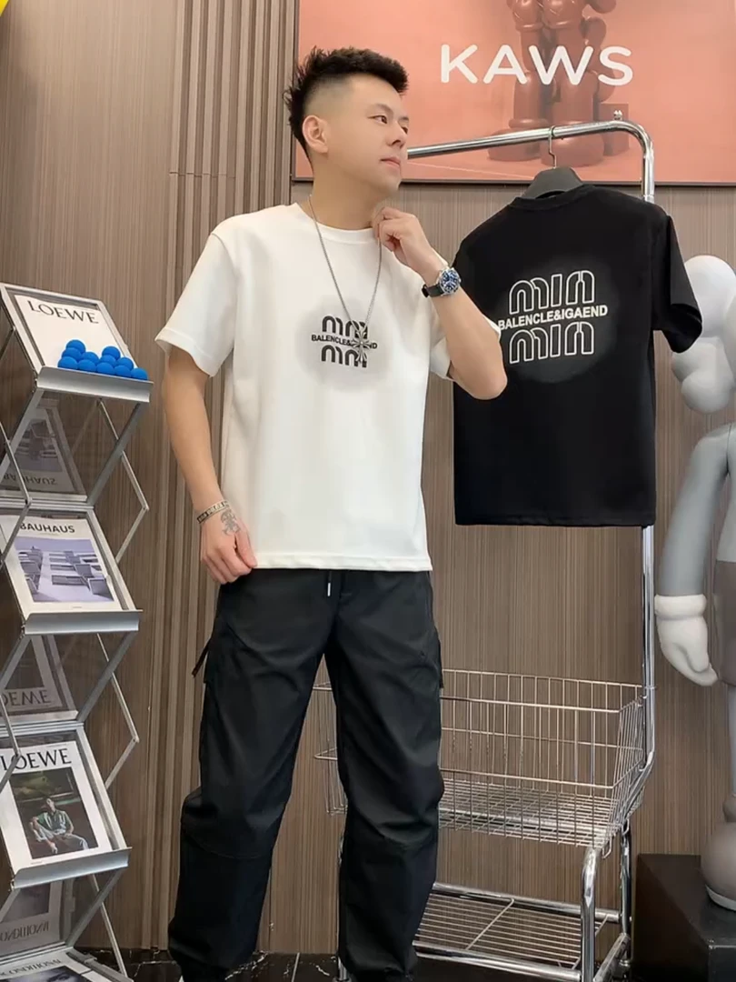 2025男士简约字母纯棉短袖t恤男潮牌圆领时尚休闲帅气百搭半袖衫