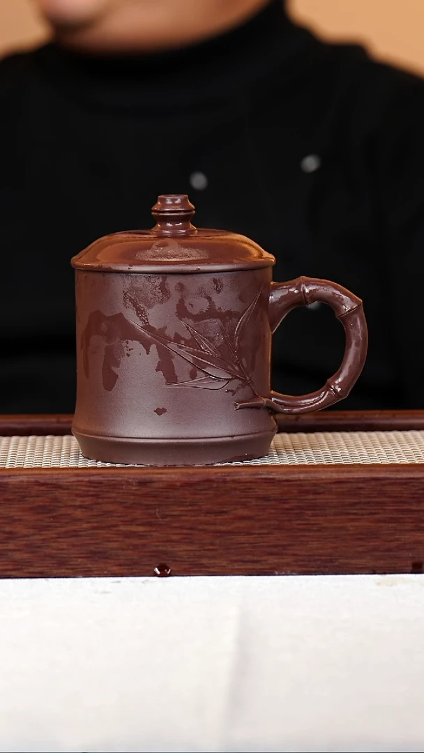 茶杯紫砂宜兴紫砂盖杯 帖绘400CC