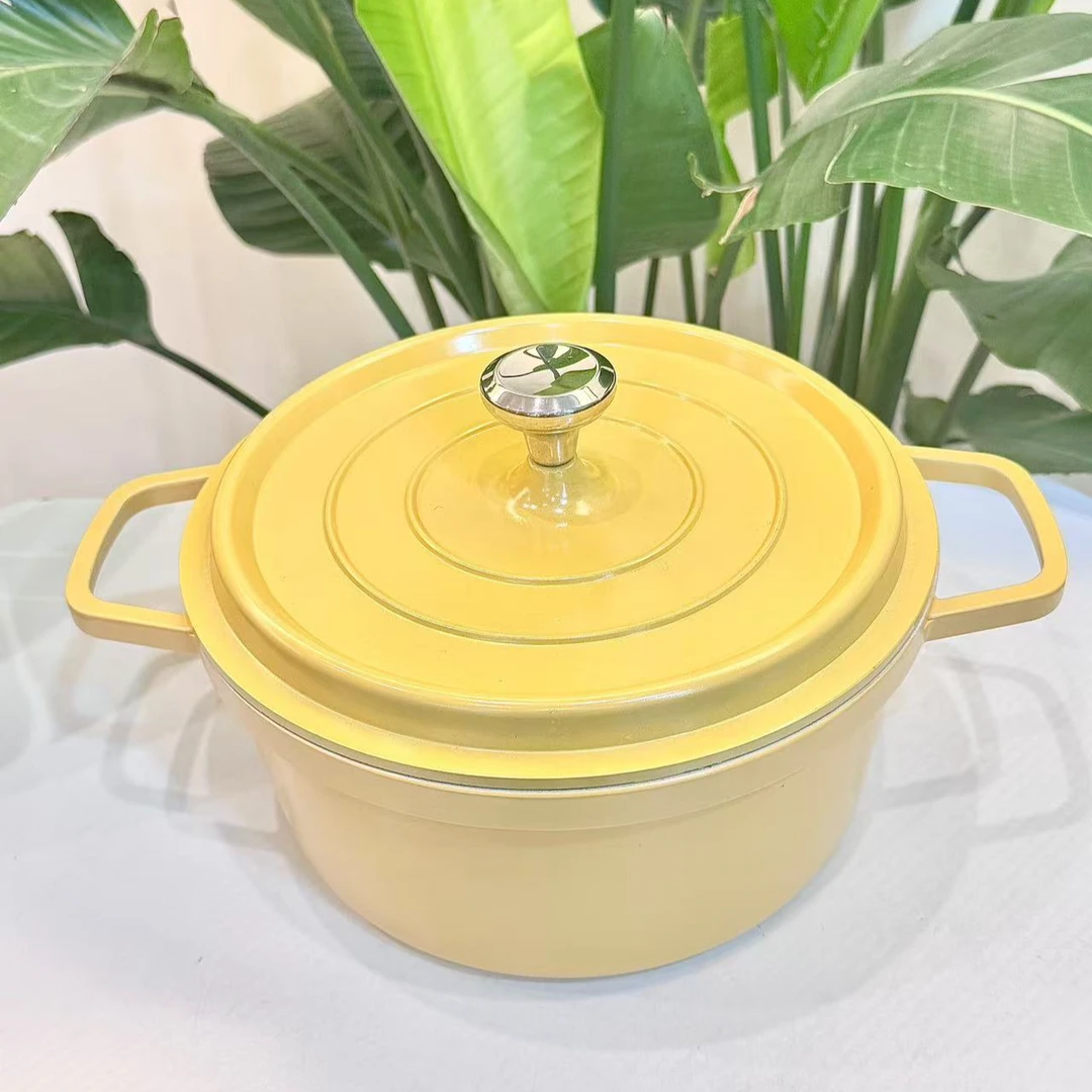 新款黄色珐琅汤锅家用