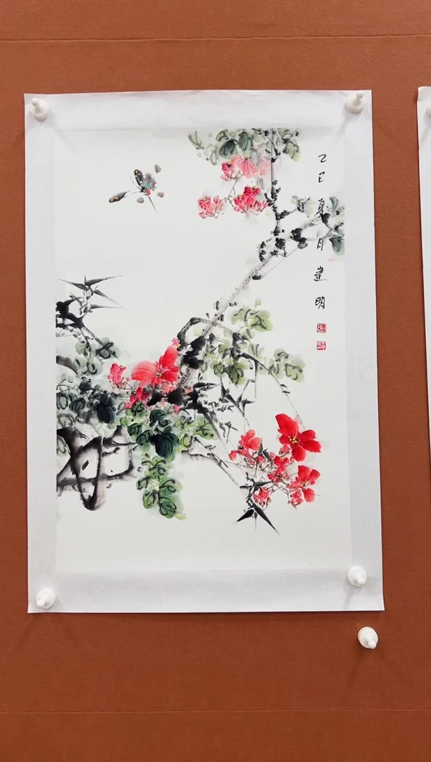 国画童建明2.7平尺花鸟