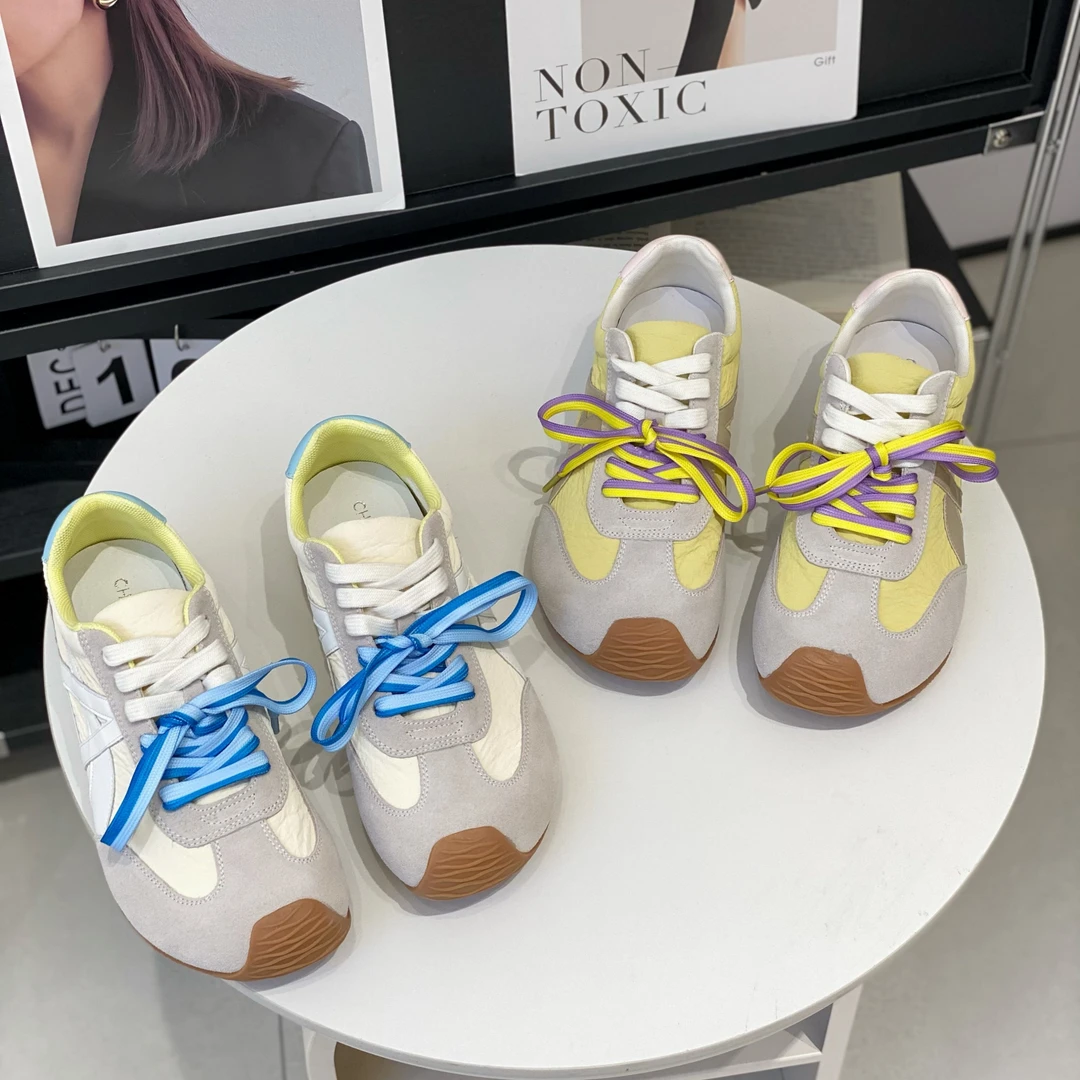 内增高小众复古真皮德训鞋女2025新款夏季薄款透气网布休闲阿甘鞋