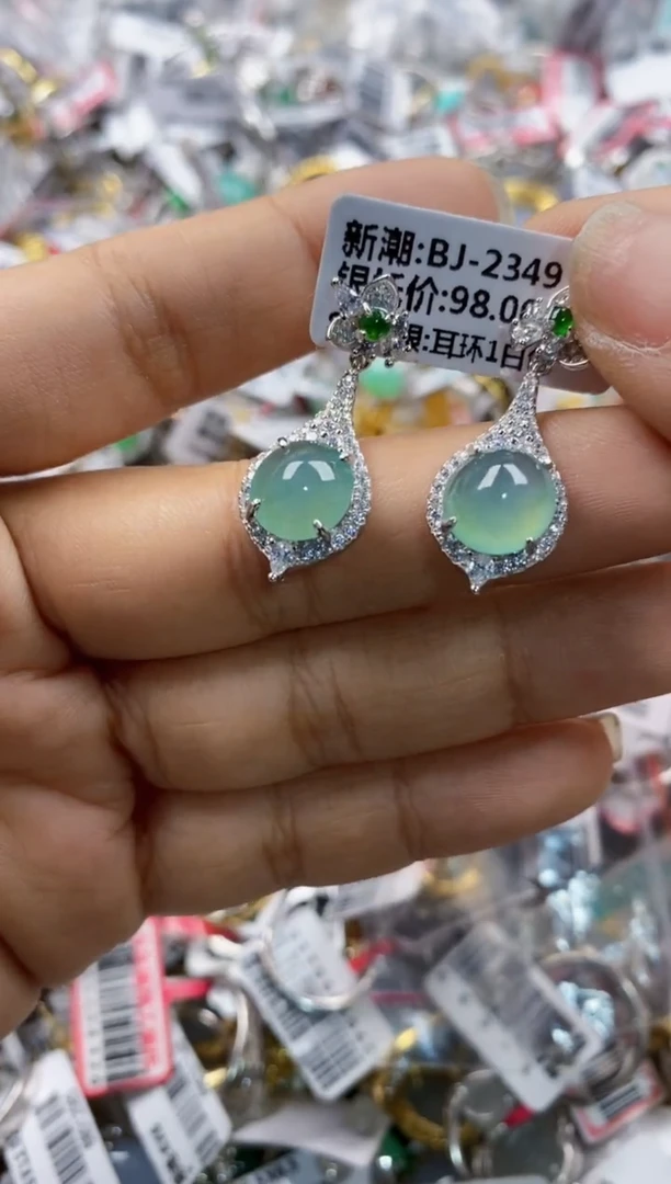 银S925镶嵌戒指翡翠3333----9