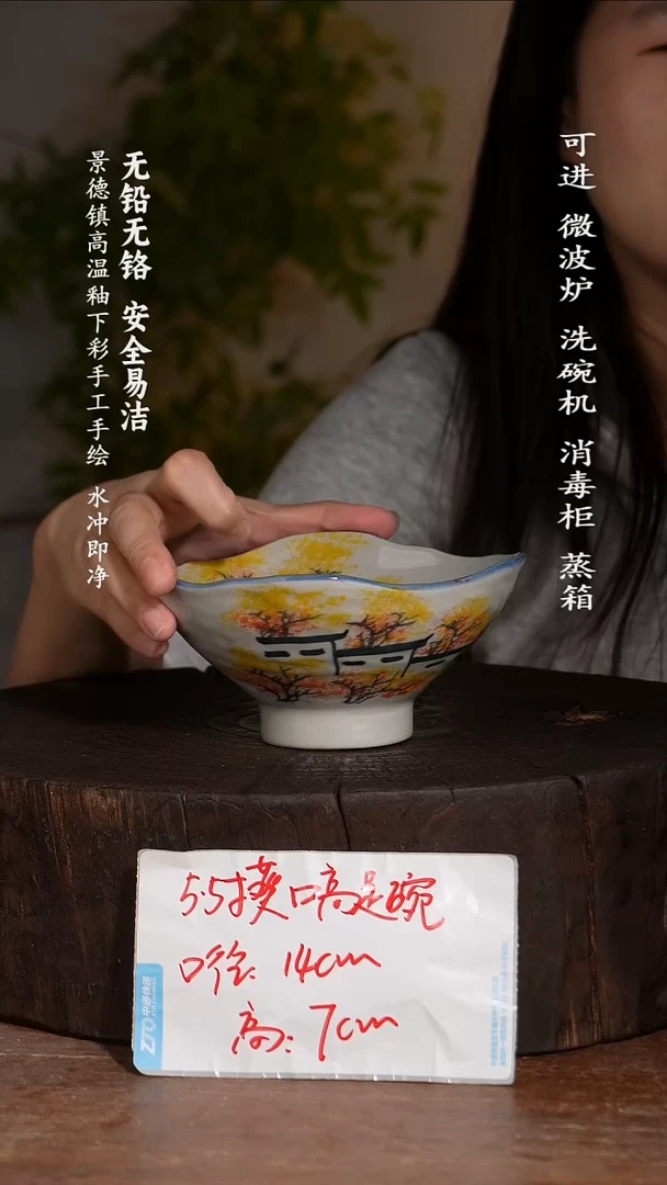 碗陶瓷景德镇高温瓷釉下彩手绘陶瓷